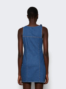 Women | Coperni | Denim Asymmetric Flower Mini Dress | Blue