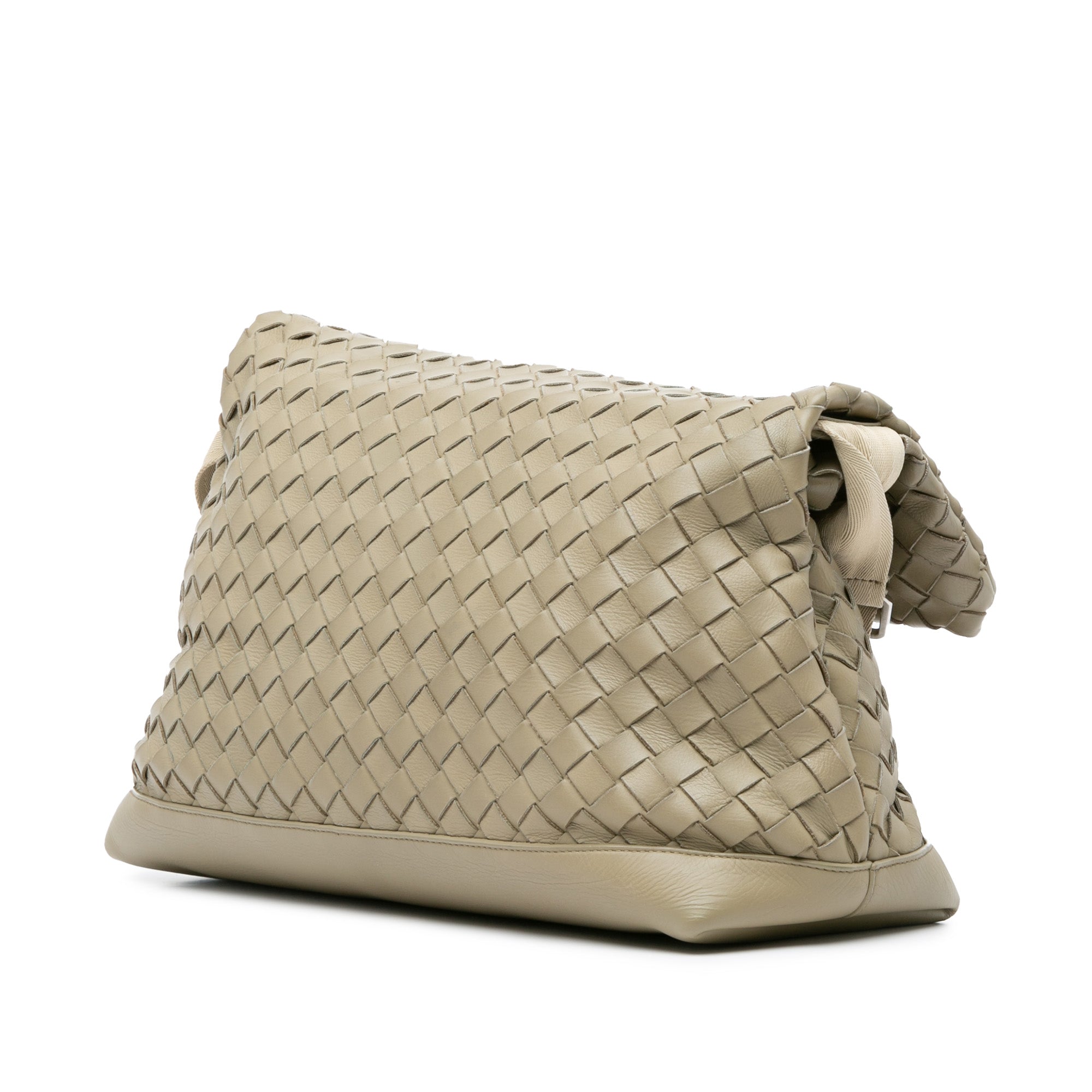 Bottega Veneta | Pre-Owned Nappa Intrecciato Fold Over Crossbody | Brown/Beige