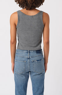 AMO Denim Crop Rib Tank in Heather Grey