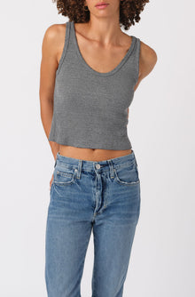 AMO Denim Crop Rib Tank in Heather Grey