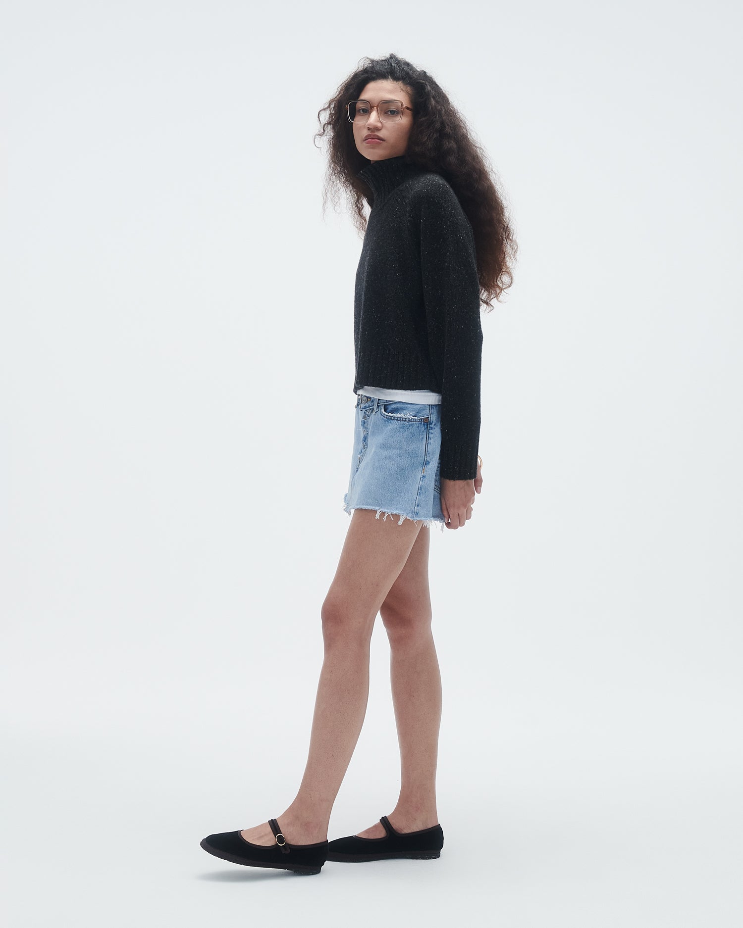 Womens | Cropped Turtleneck | Charcoal