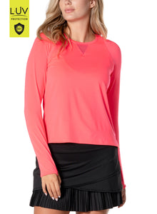 High Low Breezy Long Sleeve | Coral Crush