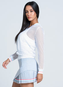 Retro  Stripe Pullover | White