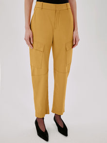 Another Tomorrow Curved Cargo Pant in Goldenrod – Cotton Women's Trousers
