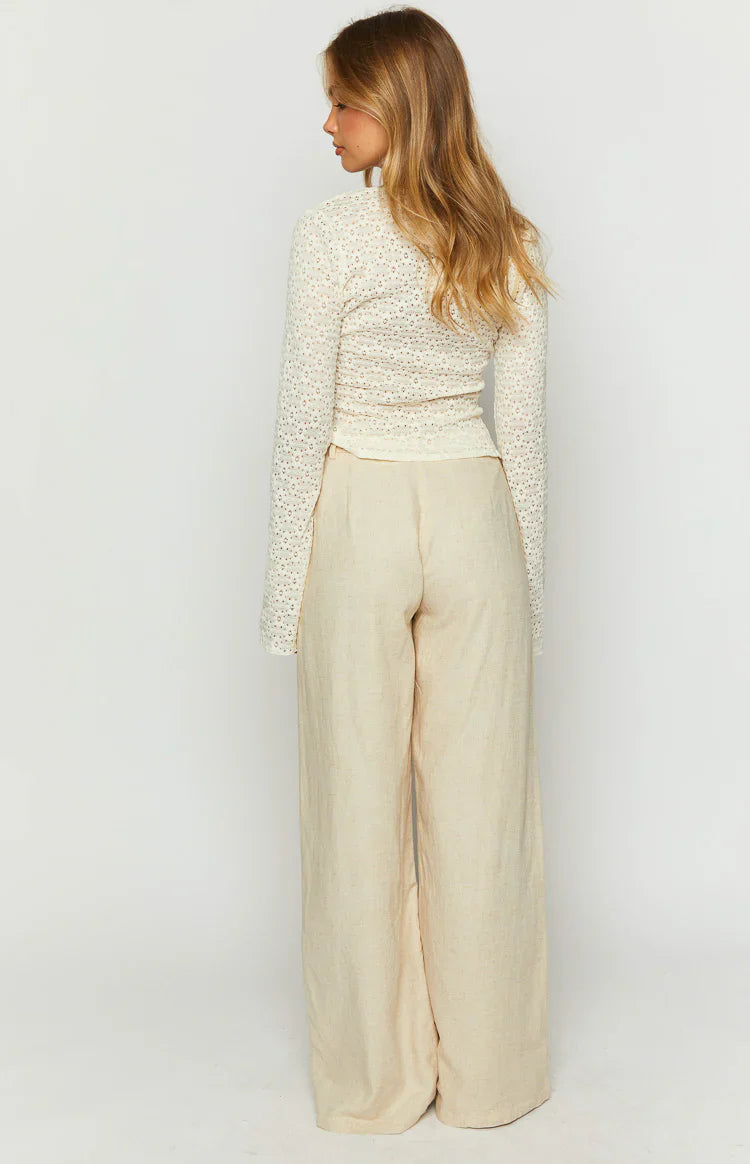 Cabo Linen Blend Pants | Cream