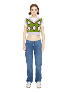 Womens | Cardiff Argyle Sweater Vest | Green