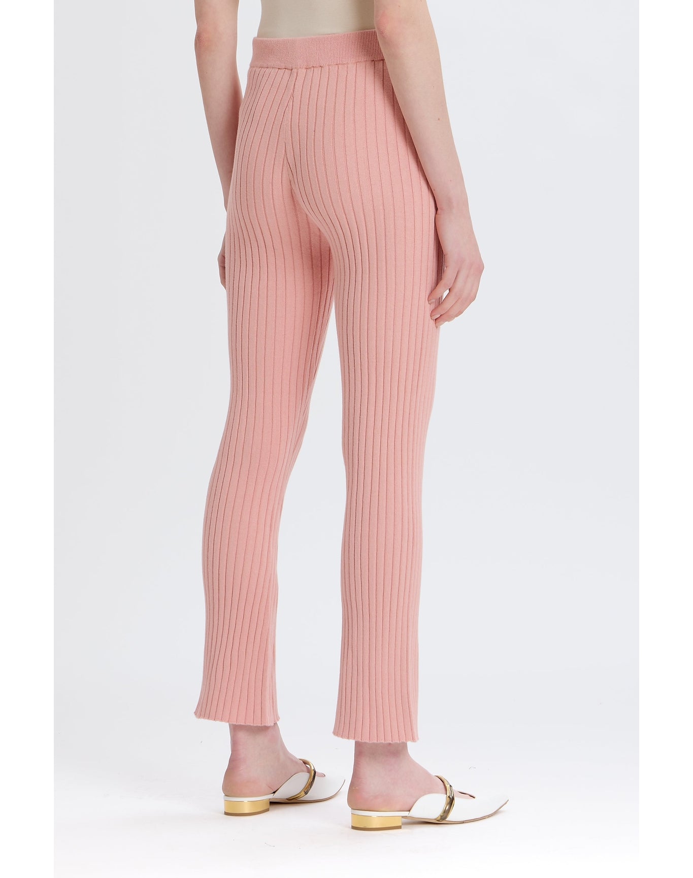 Cashmere Blend Ribbed Pant | Peach