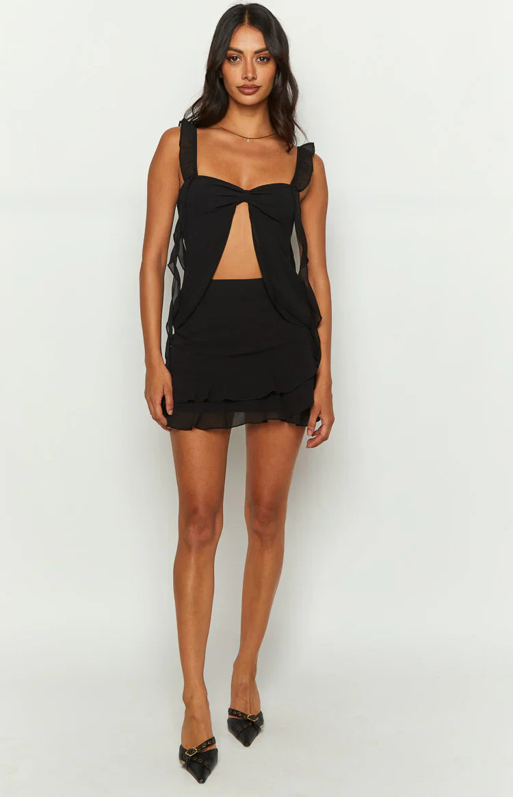Caspian Chiffon Top | Black
