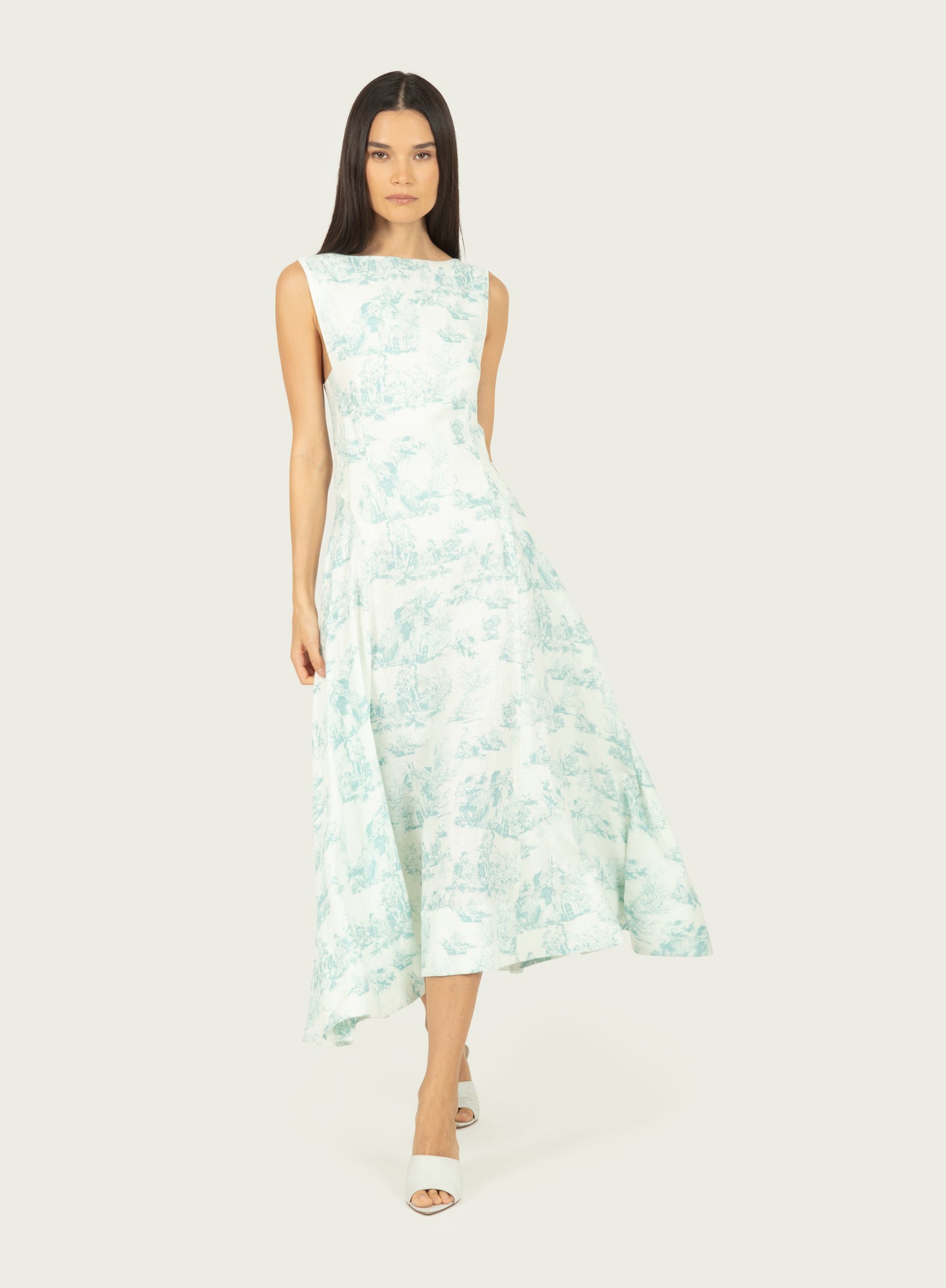 Rhoda Dress | Weathered Blue Toile Print