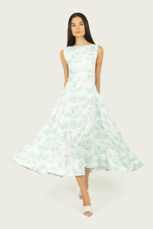 Rhoda Dress | Weathered Blue Toile Print