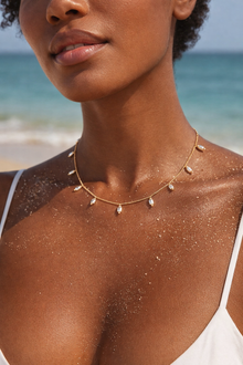 Pearl Drop Necklace | White Pearls | 14K Gold Plated