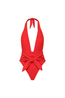 Tropez Tie-Up One-Piece | Cherry