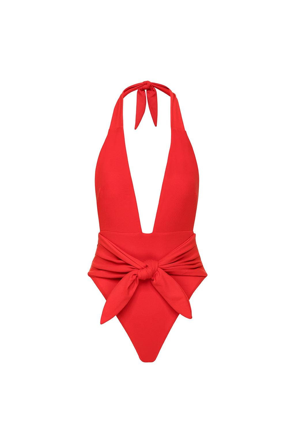 Tropez Tie-Up One-Piece | Cherry