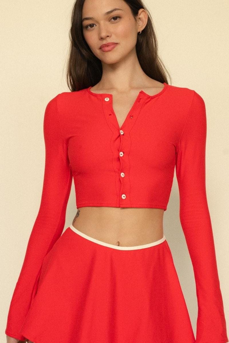 Button Down Cardi | Cherry