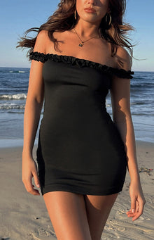 Chloanna Ruffle Mini Dress | Black