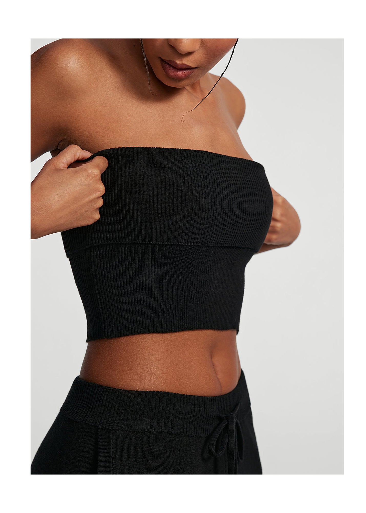 Chunky Knit Crop Top | Black