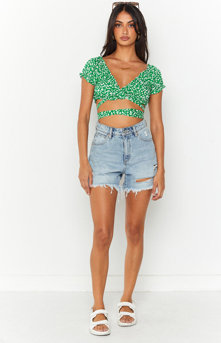 Colette Floral Crop Top | Green