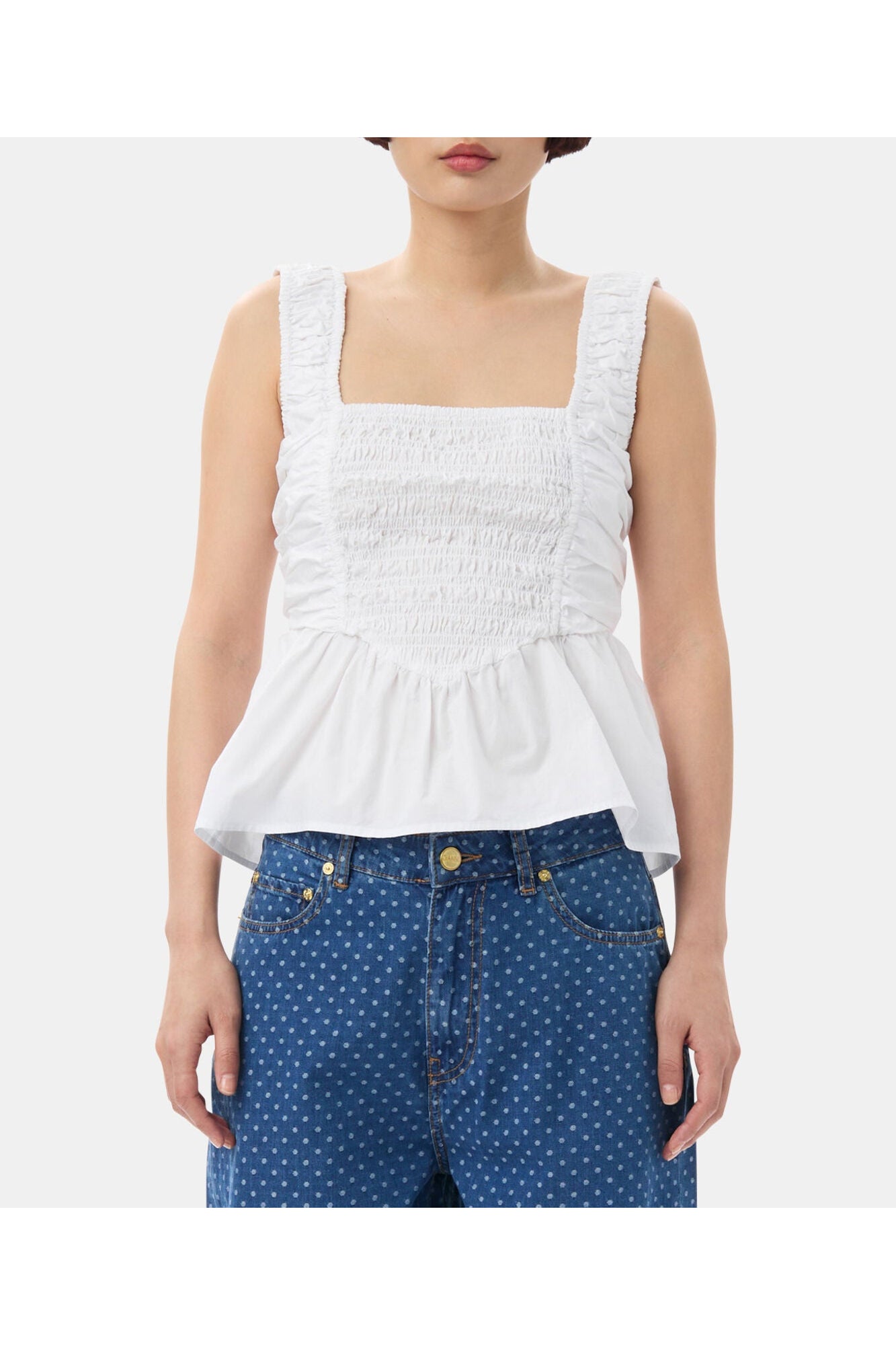 Cotton Poplin Smock Top | Bright White