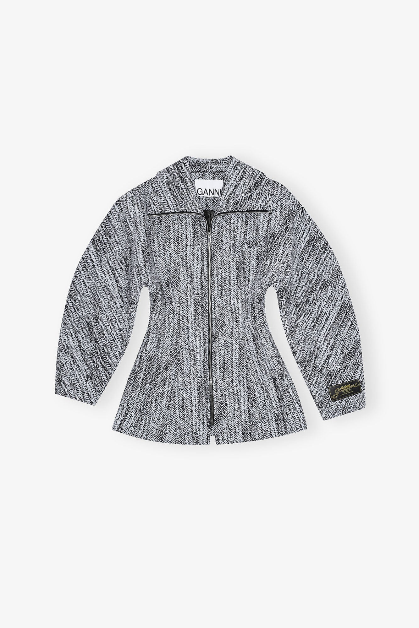 Cotton Tweed Curve Sleeve Jacket | Celestial Blue