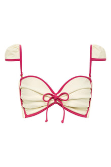Cabana Bows Bikini Top | Cream Raspberry Binded