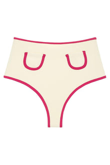 Polly Bikini Bottom | Cream Raspberry Binded