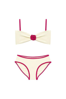 Mini Rosa x Lulu Bikini Set | Cream Raspberry Binded