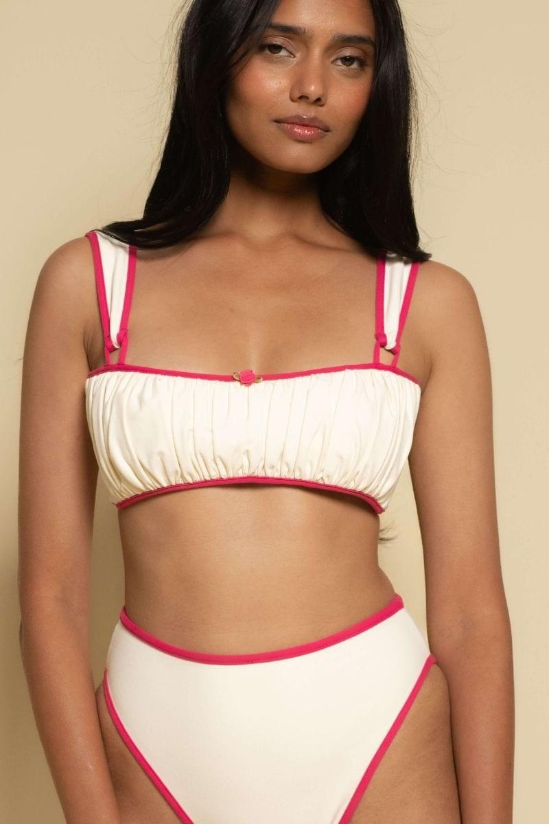Victoria Bikini Top | Cream Raspberry Binded