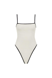 Jacelyn One-Piece | Cream Black Binded Terry Rib