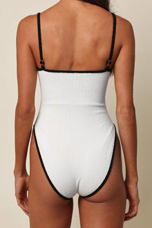 Jacelyn One-Piece | Cream Black Binded Terry Rib