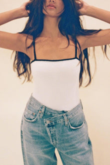 Jacelyn One-Piece | Cream Black Binded Terry Rib