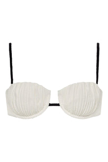 Petal Bikini Top | Cream Black Binded Terry Rib