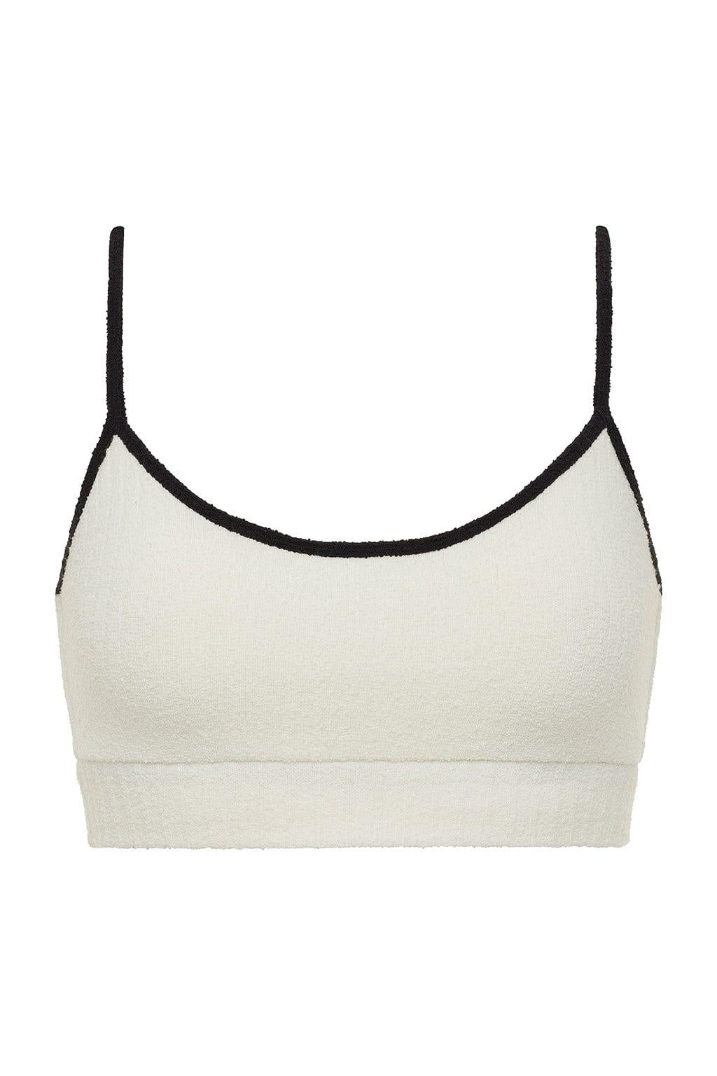 (Black Binded) Simple Sport Top | Cream Black Binded Terry Rib