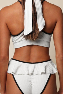 (Black Binded) Simple Sport Top | Cream Black Binded Terry Rib