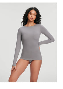 Crew Neck Long Sleeve Top | Cool Gray