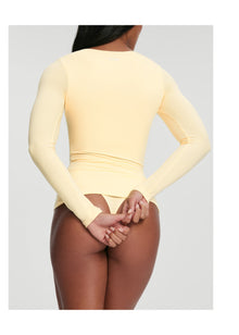 Crew Neck Long Sleeve Top | Lemon Meringue