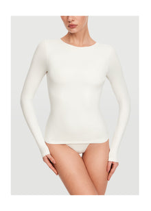 Crew Neck Long Sleeve Top | White