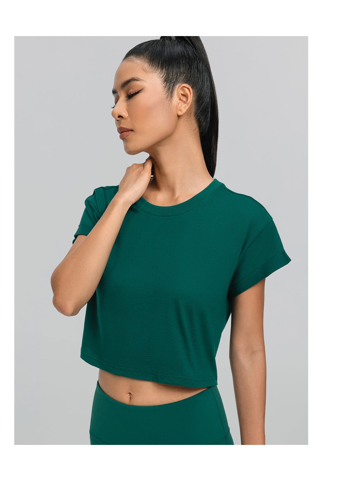 Cropped Cotton T-Shirt | Dark Moss