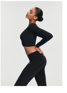 Cropped Round Neck Top | Black