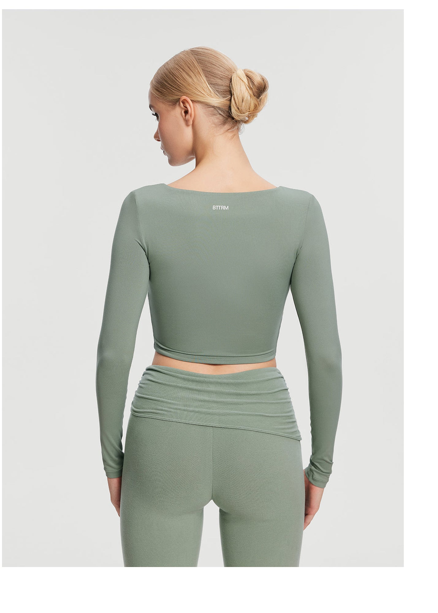 Cropped Round Neck Top | Sage Green