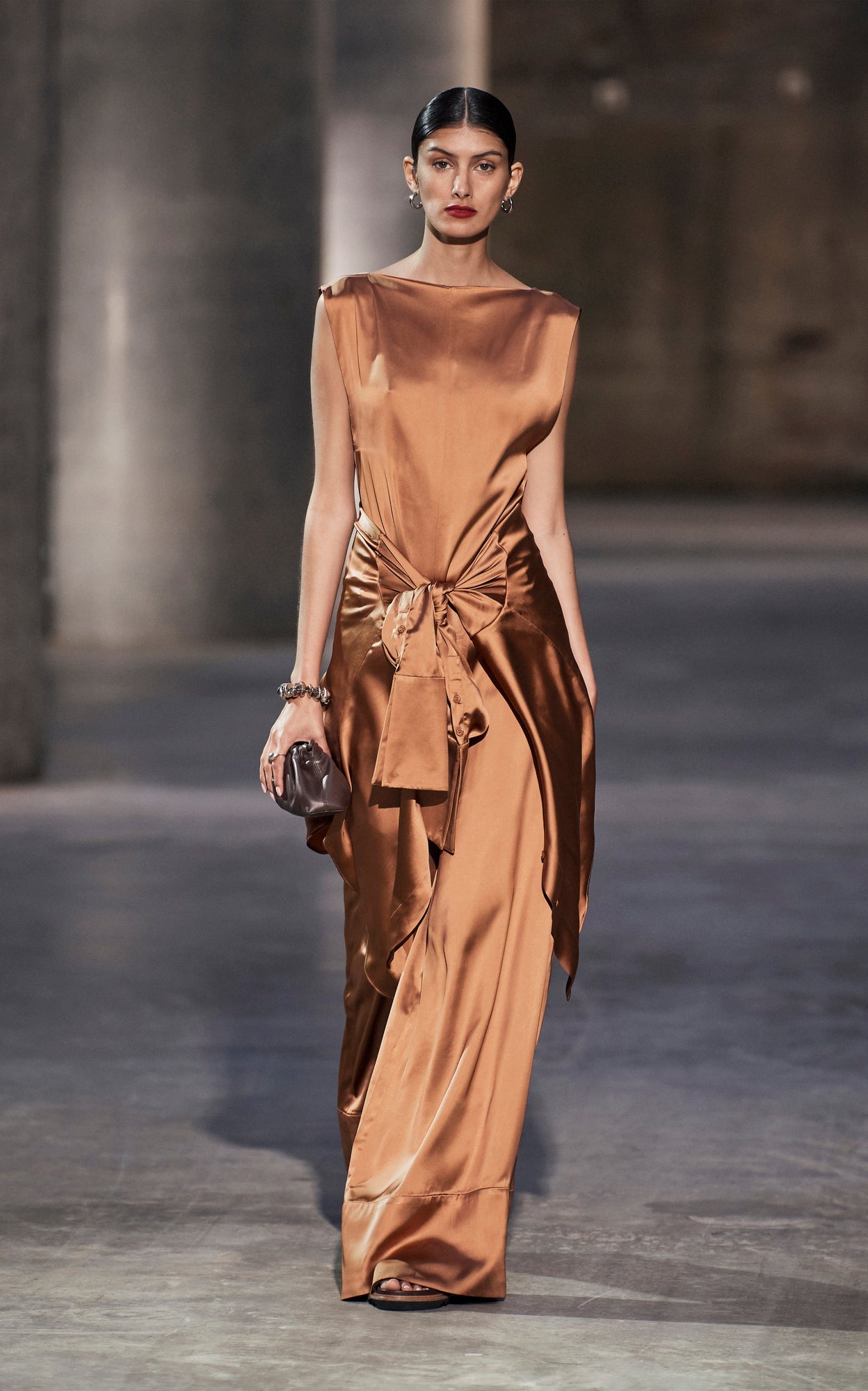 Sliced Back Palazzo Jumpsuit | Caramel