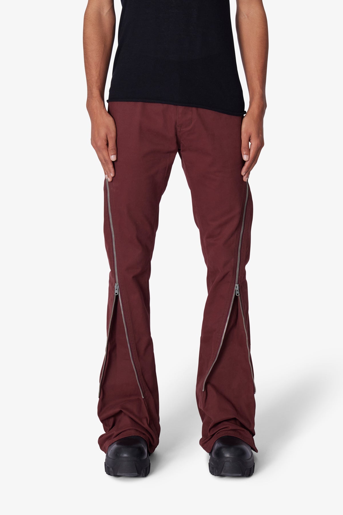 D519 Zipper Flare Denim | Red