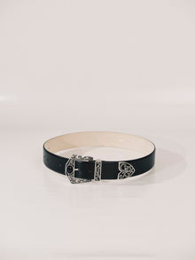 Western Inlay Belt | Black & Silver