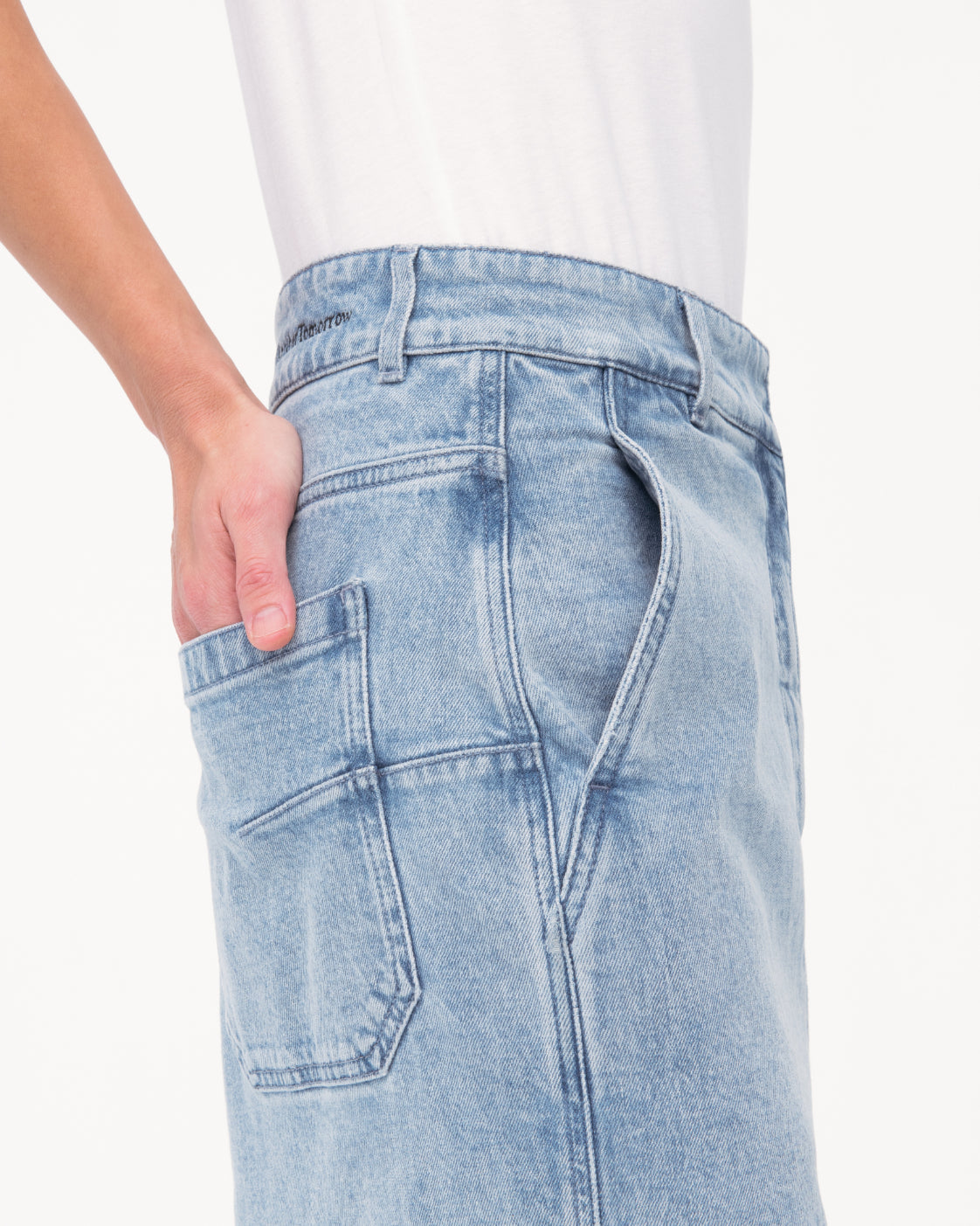 Another Tomorrow Denim Pencil Skirt in Light Blue Wash – Denim Women's Skirt