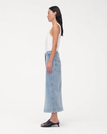 Another Tomorrow Denim Pencil Skirt in Light Blue Wash – Denim Women's Skirt