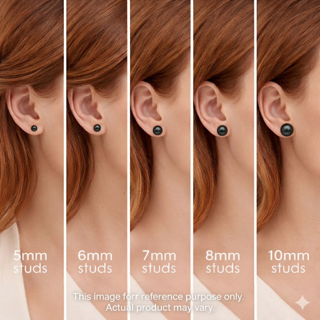AA+ Round Stud Earrings | 14K White Gold | Black Tahitian Pearl | 11mm - 12mm | Pushback Clasp