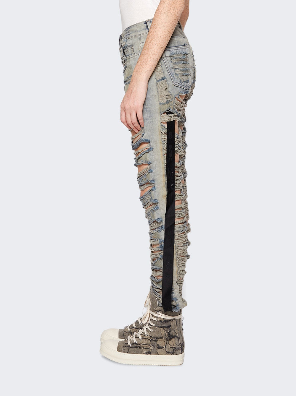 Women | Rick Owens DRKSHDW | Shredded Detroit Cut Jeans | Mineral Pearl