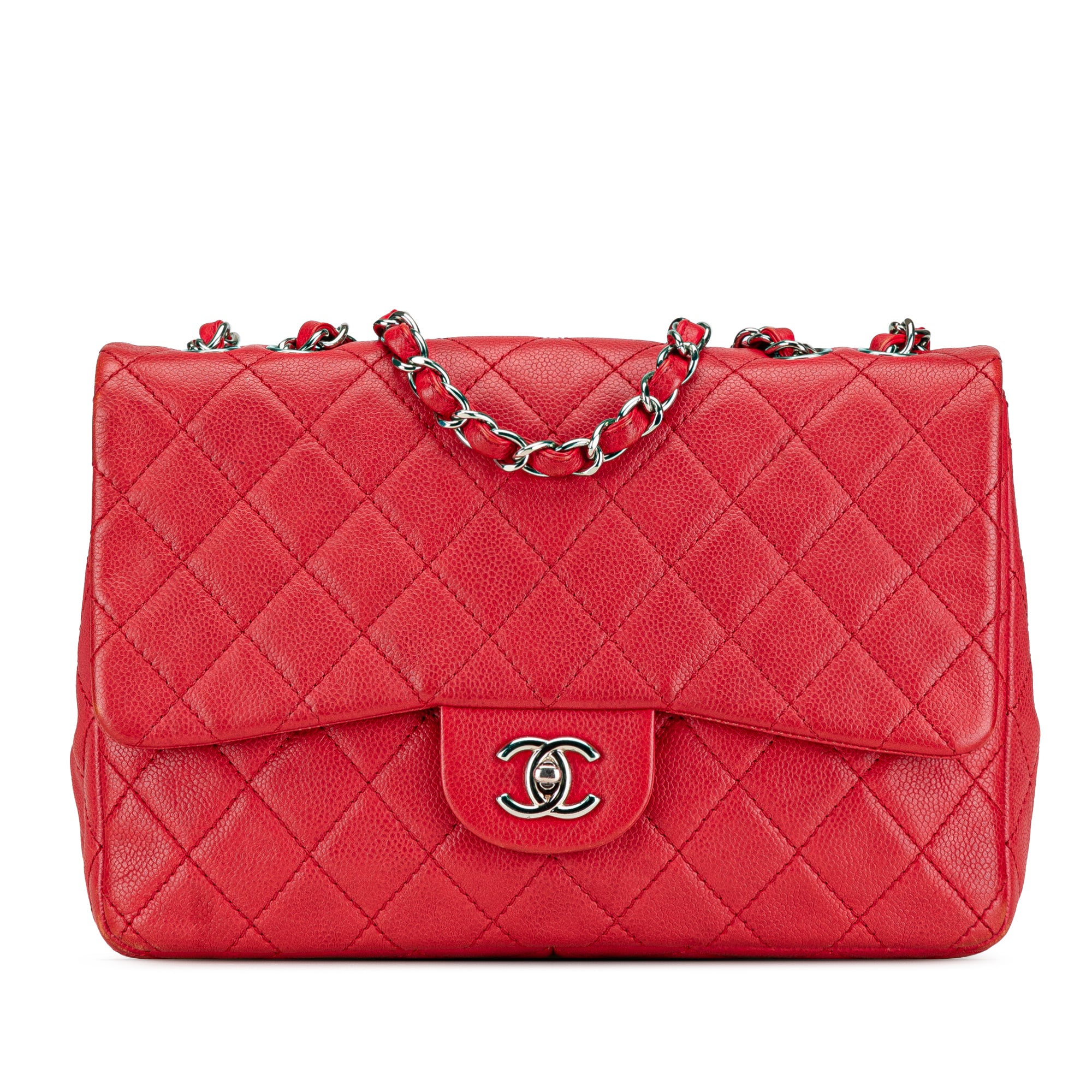 Chanel | Pre-Owned Jumbo Classic Caviar Single Flap | Red