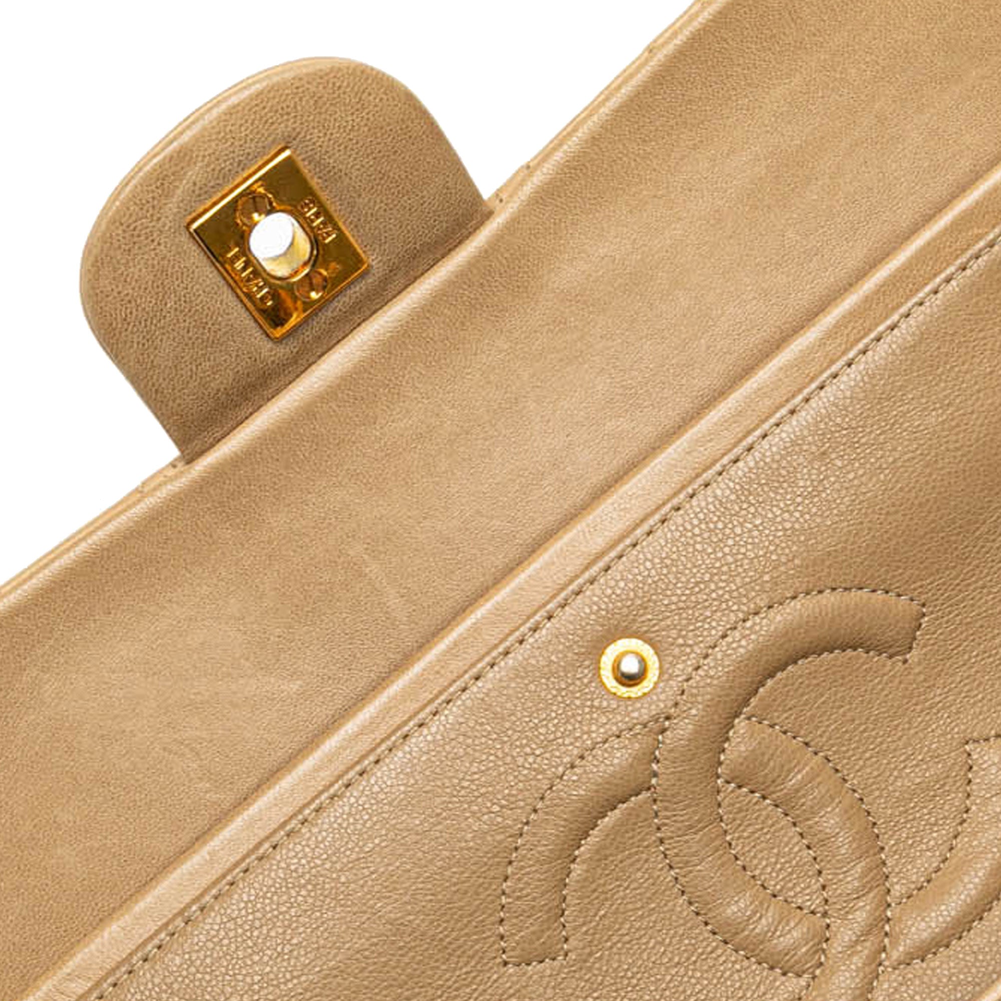 Chanel | Pre-Owned Medium Classic Lambskin Double Flap | Brown/Nude