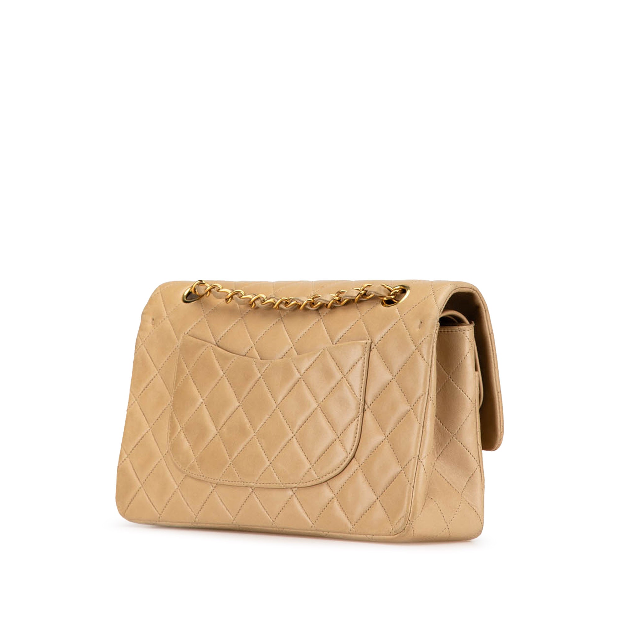 Chanel | Pre-Owned Medium Classic Lambskin Double Flap | Brown/Nude