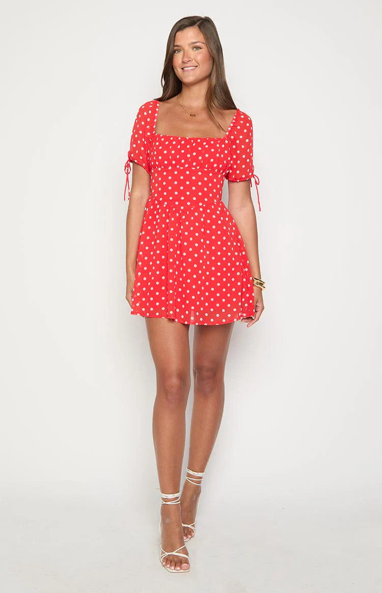Danyal Mini Dress | Red Polka Dot